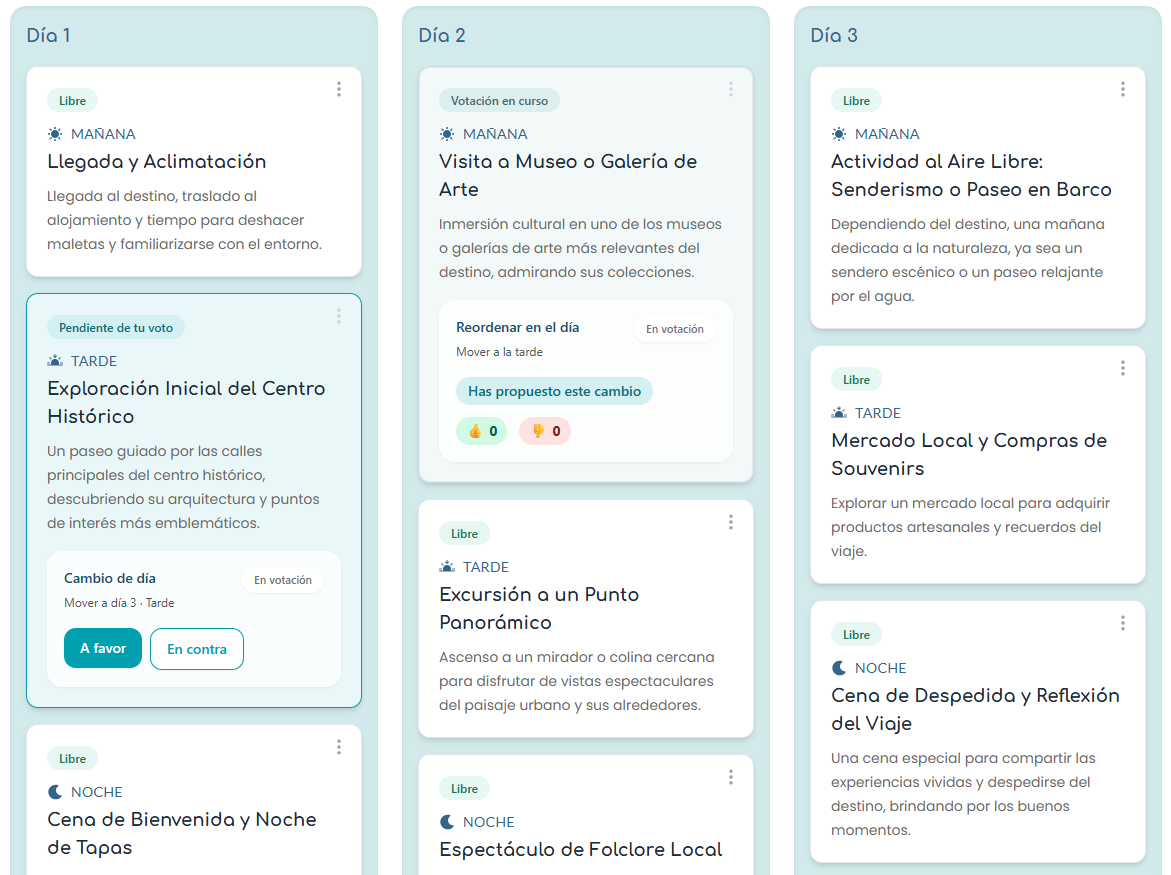 Vista del itinerario en MinutPlan